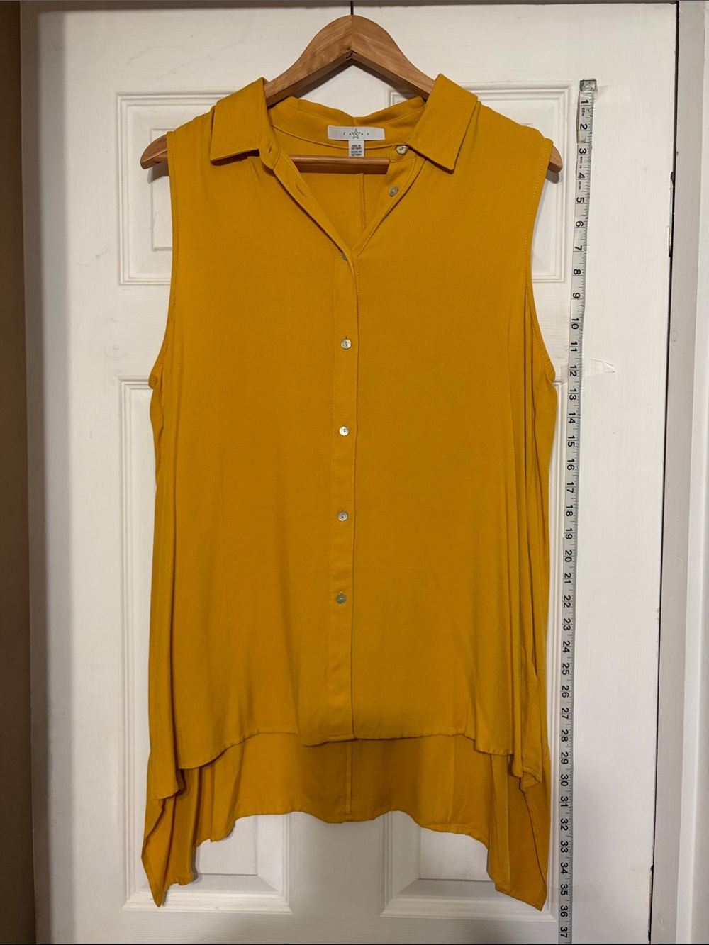 Fever Sleeveless High-Low Collared Tunic in Mustard